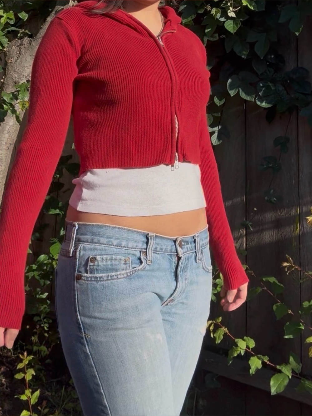Red zip up